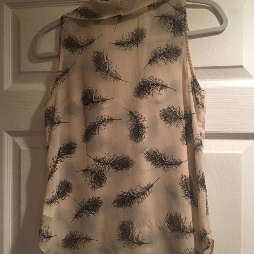 Sheer Ruffled Top with Feather Pattern - Picture 2 of 2